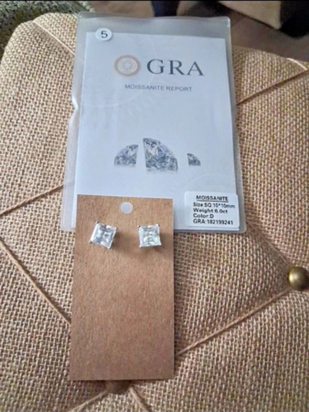 GRA Moissanite Stud Earrings in Silver NWT